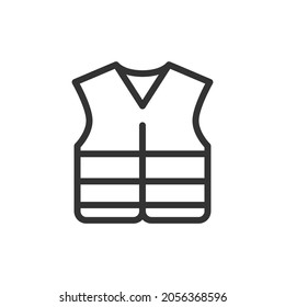 Life jacket minimal line icon. Web stroke symbol design. Life jacket sign isolated on a white background. Premium line icon.