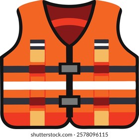 Life jacket on the white background  vector art illustration