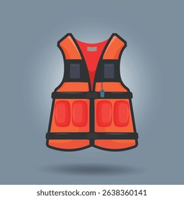 Life Jacket with orange color design vector illustration