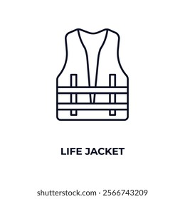 life jacket outline icon. Linear vector from nautical concept. Thin line life jacket icon isolated on white background