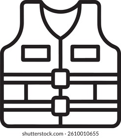 life jacket outline icon vector on white background