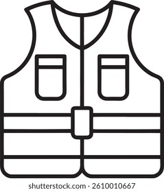 life jacket outline icon vector on white background