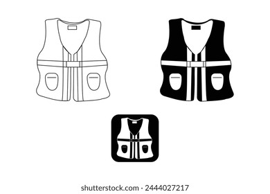 Life Jacket outline vector. Safety jacket icon. Vector illustrations.	