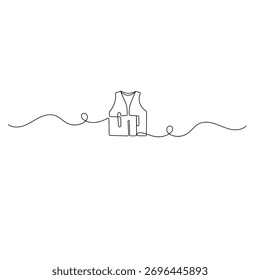 Icono de seguridad de chaleco salvavidas Ilustración vectorial de contorno de dibujo de una línea continua