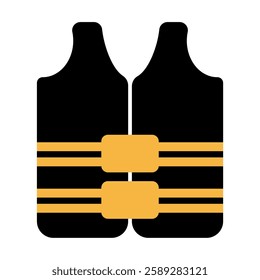 Life jacket safety icon in a minimalistic style with yellow stripes, symbolizing emergency preparedness and personal flotation device