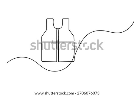 Life jacket safety symbol continuous one line art minimalist outline vector illustration background
