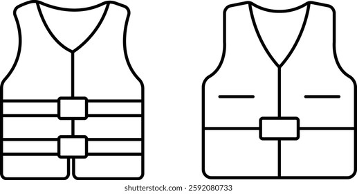 "Life Jacket and Safety Vest Icon - Thin Line Outline Vector"