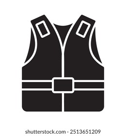 Life jacket silhouette, icon, vector. Life vest line icon, silhouette. Safety vest icon, vector illustration.