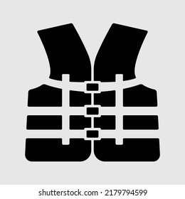 Life Jacket Silhouette, Life Vest Black and White Illustration.