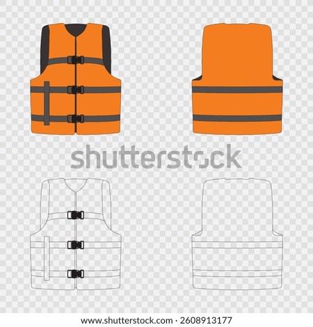 Life jacket vector art Isolated on transparent background
