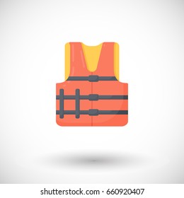 Life jacket vector flat icon, Flat design of swimming safety with round shadow, vector illustration