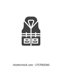 Life jacket vector icon. filled flat sign for mobile concept and web design. Safety jacket vest glyph icon. Symbol, logo illustration. Vector graphics