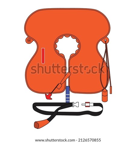 Life jacket vector icon illustration. Equipment for safety on the plane.