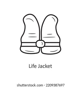 Life Jacket Vector outline Icon Design illustration. Travel Symbol on White background EPS 10 File