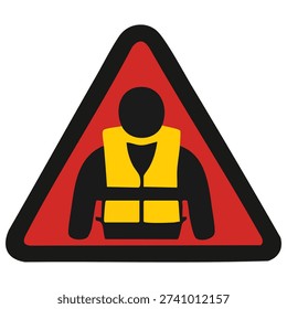 Life Jacket Warning Sign Vector Illustration
