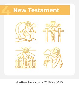 Life of Jesus Christ gradient linear vector icons set. Crucifixion and resurrection. New testament. Biblical scenes. Thin line contour symbol designs bundle. Isolated outline illustrations collection