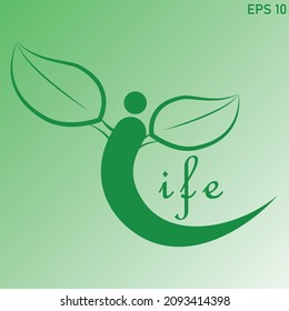Ilustración vectorial de hoja de vida en fondo verde
