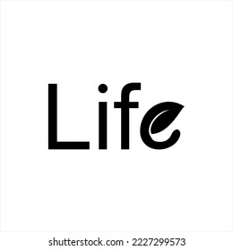 Life letter logo design. Isolated on a white background. Life logo design with leaf symbol on letter E.