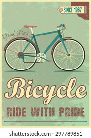 Life is like riding a bicycle to keep your balance you must keep moving hipster poster with retro road bicycle on background and vintage lettering. Vector poster