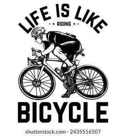 la vida es como montar en bicicleta diseño de camiseta