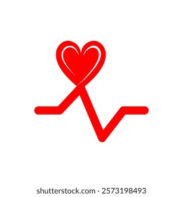 life line with heart on it, healthcare icon vector illustration. 