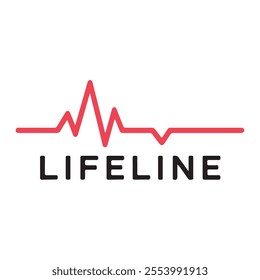 Life Line Logo Design for Medical Health Care - Vector Illustration of Red Heartbeat Symbols