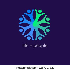 Life logo from unique circular people. Modern color transitions. Health and community cycle logo template. vector.