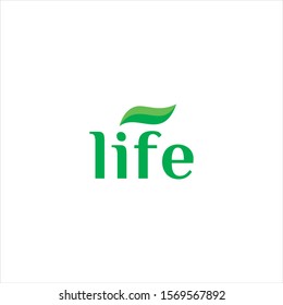 life logo vector with leaf concept design illustration