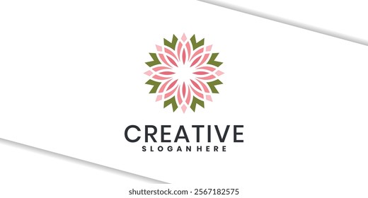 Life lotus flower pattern logo design inspiration