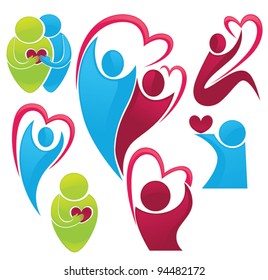 life and love  vector collection of people symbols