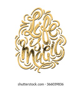 Life is magic concept hand lettering motivation poster.Artistic design for a logo, greeting cards, invitations, posters, banners, seasonal greetings illustrations.