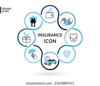 life medical health dental care and disability insurance icon, corporate company insurance policy, car vehicle insurance logo, financial insurance infographic, employee benefit reward bonus symbol