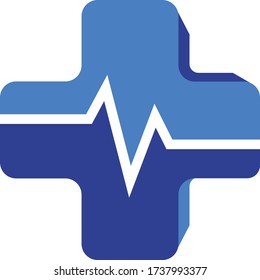 Life Medical Logo. 
Medical symbol with heart rate chart in the middle