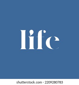 Life. Modern calligraphy, vector hand-drawn lettering illustration template. Poster with hand drawn lettering "life" on blue background.
