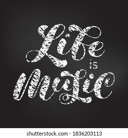 Life is Music brush lettering. Vector stock illustration for clothing