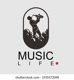 Vector de diseño de logotipo de música de vida