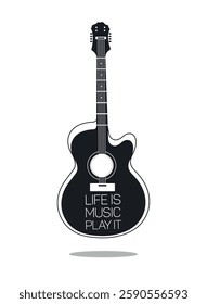 Life is music play it, vector typography on a musical acoustic guitar illustrations  
