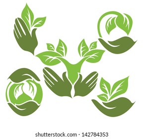 life and nature in my hands, vector collection of ecological symbols and signs