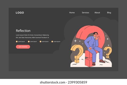 Life navigation dark or night mode web or landing. Personal progress and finding purpose in life. Character achieving goals and overcoming challenges. Flat vector illustration