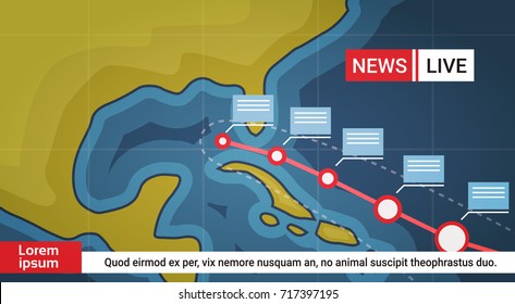 Life News About Hurricane Weather Broadcast Storm Or Tornado Image Coming To Usa Coast Concept Vector Illustration