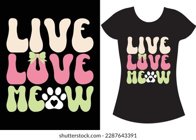 Life is not cool without My cat. Live love meow cat t shirt.