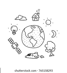 sikkert udstrømning Morgen Earth Doodle Images, Stock Photos & Vectors | Shutterstock