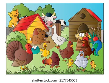 Life on the farm. Color pages for children's books.