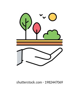 Life on land color icon. Corporate social responsibility. Sustainable Development Goals. SDG color sign. Pictogram for ad, web. UI UX design element.