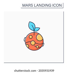 Life on Mars color icon. Finding life on planets. Favorable living conditions.Mars landing concept. Isolated vector illustration
