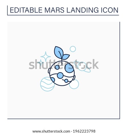 Life on Mars line icon. Finding life on planets. Favorable living conditions.Mars landing concept. Isolated vector illustration. Editable stroke
