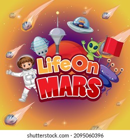 Life on Mars poster with astronaut and alien  illustration
