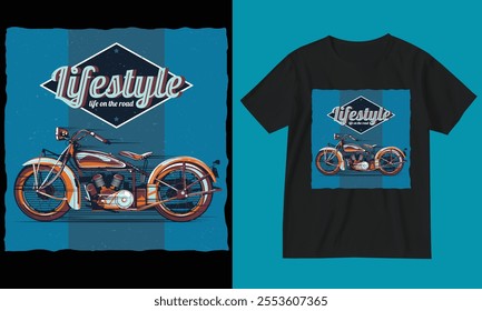 Life on the road. Motorcycle t-shirt design.