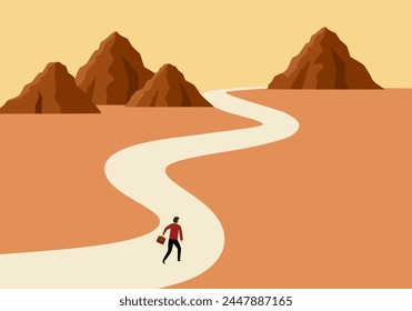 Life path concept. Business way, plan or strategy. New opportunities and self development, life changing decision. New road to destination vector illustration.