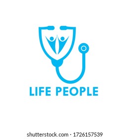 Life people logo design template illustration. There are two people happy and stetoskop. This is good for medical